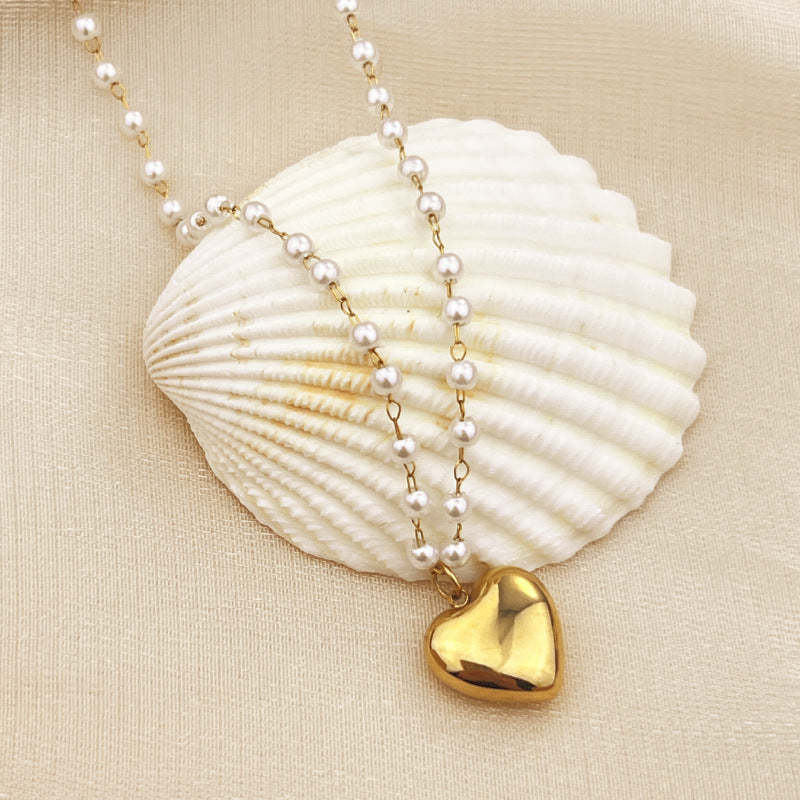 Stainless Steel 18K Gold Plating Niche High-grade Style Pearl Necklace