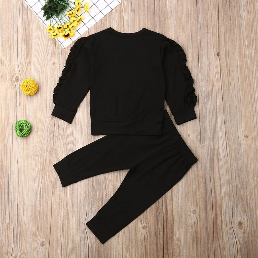 Newborn Baby Boys or Girls 2pc Ruffles Jumper Solid Long Sleeve Sweatshirt