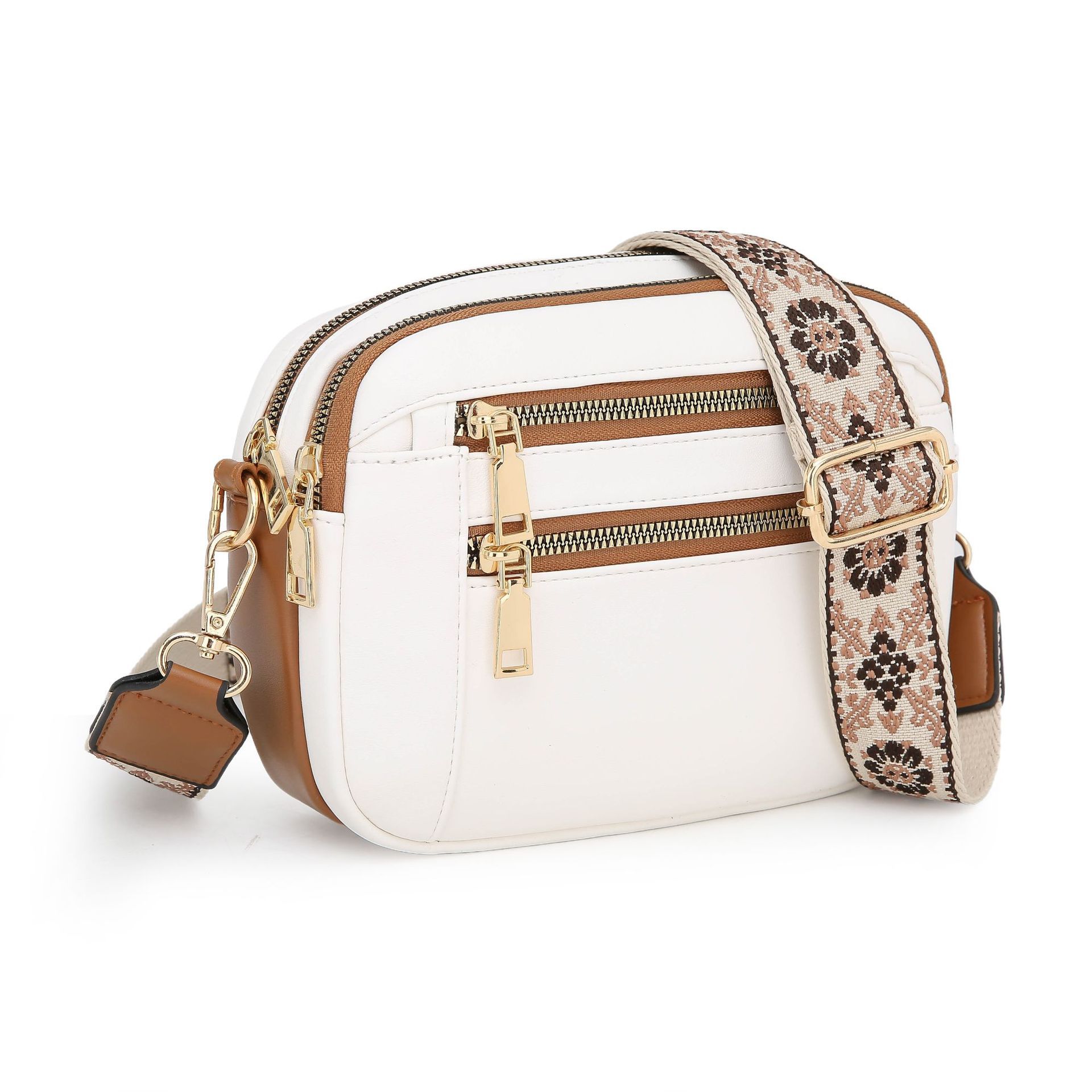 Ladies' Small Square Bag Two-tone Leather Crossbody Bag Large-capacity PU Crossbody Wallet Multi-functional For Women's Bag