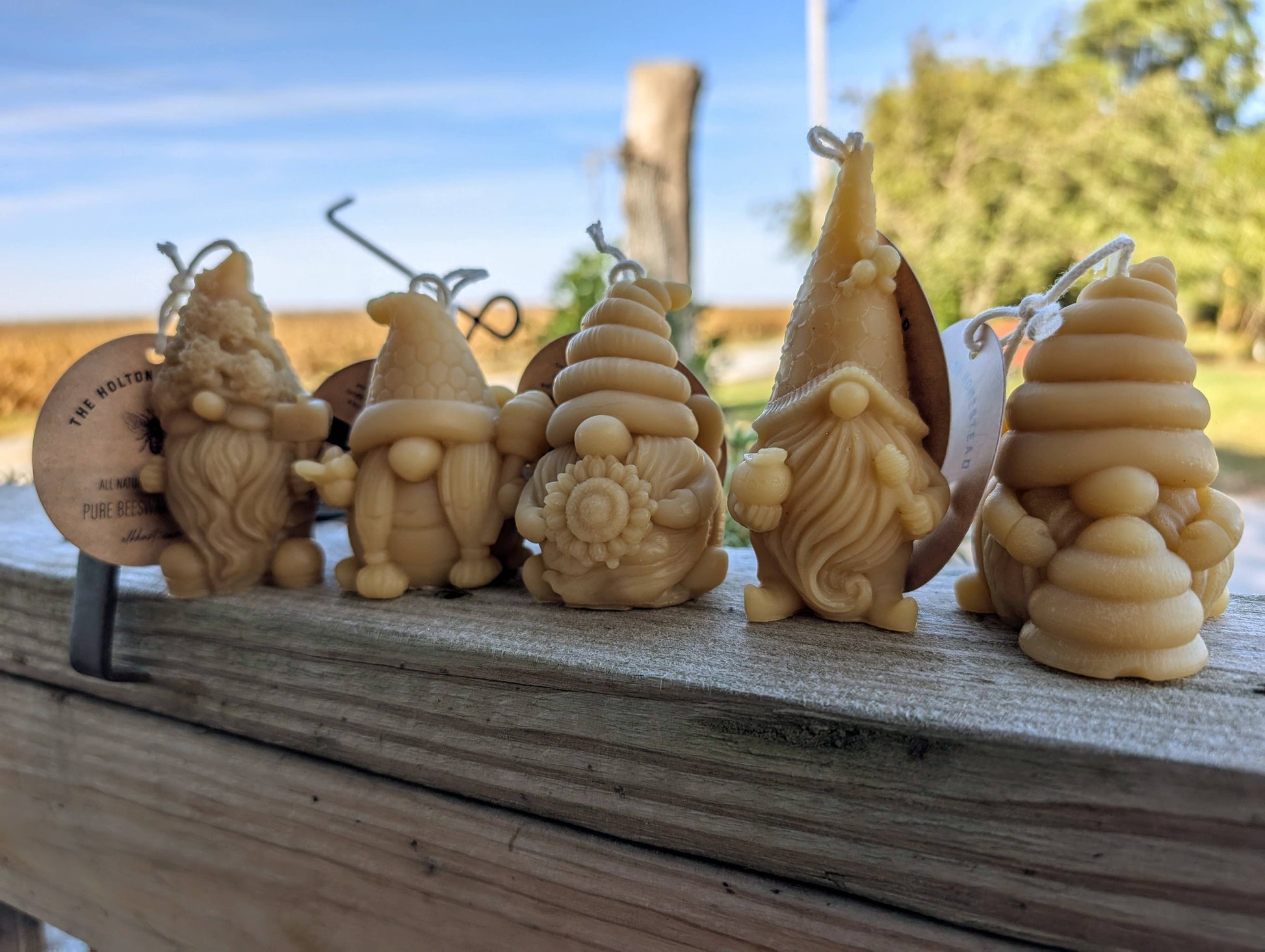 Beeswax Honey Themed Gnome Candles set of 3