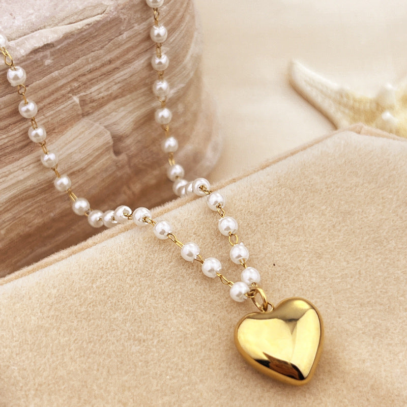 Stainless Steel 18K Gold Plating Niche High-grade Style Pearl Necklace