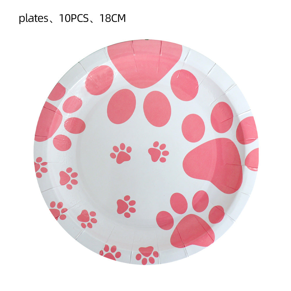 Birthday Party Decoration Dog Paw Tableware Set