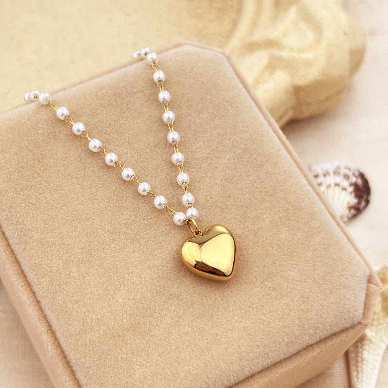 Stainless Steel 18K Gold Plating Niche High-grade Style Pearl Necklace