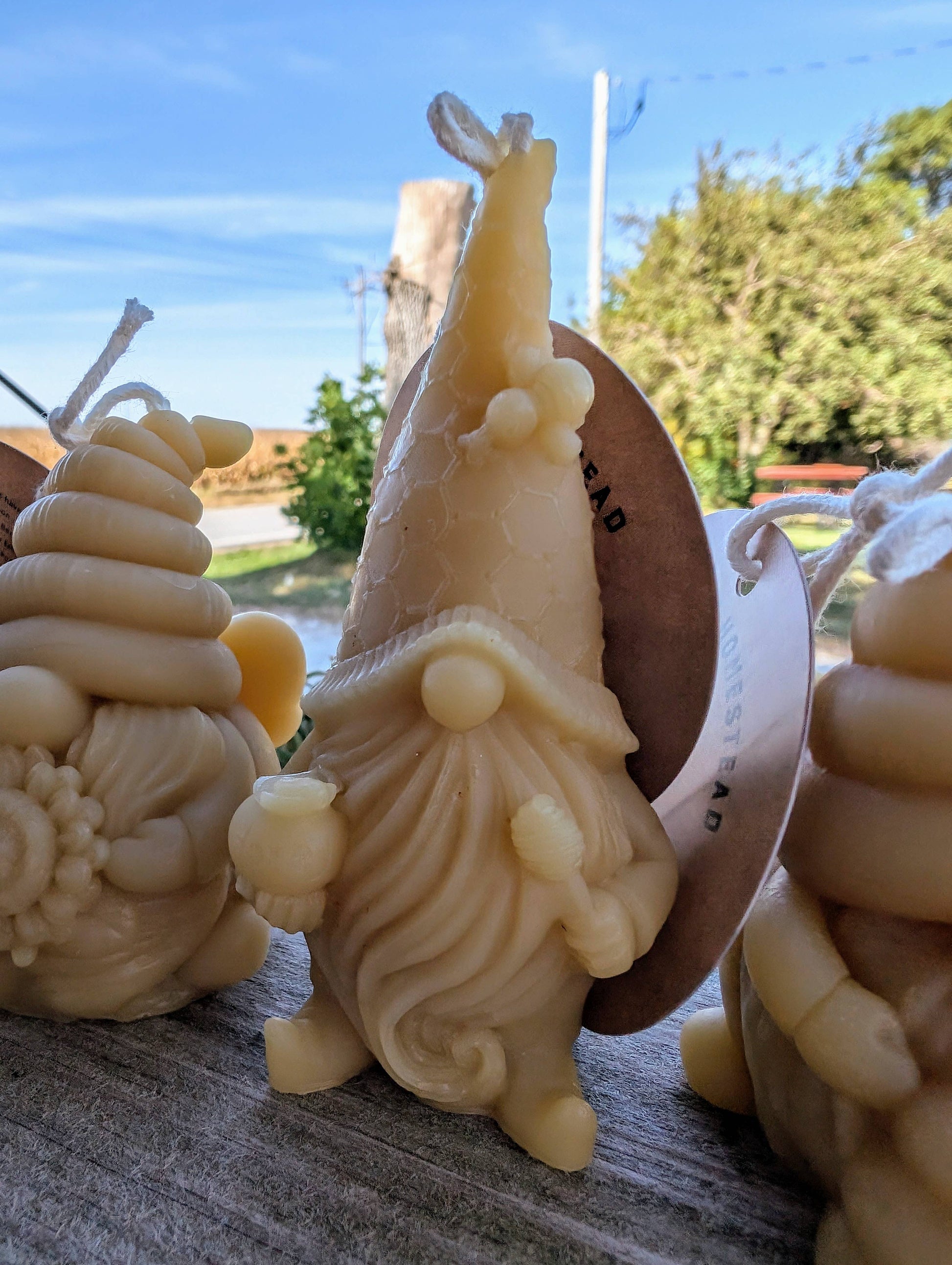Beeswax Honey Themed Gnome Candles set of 3