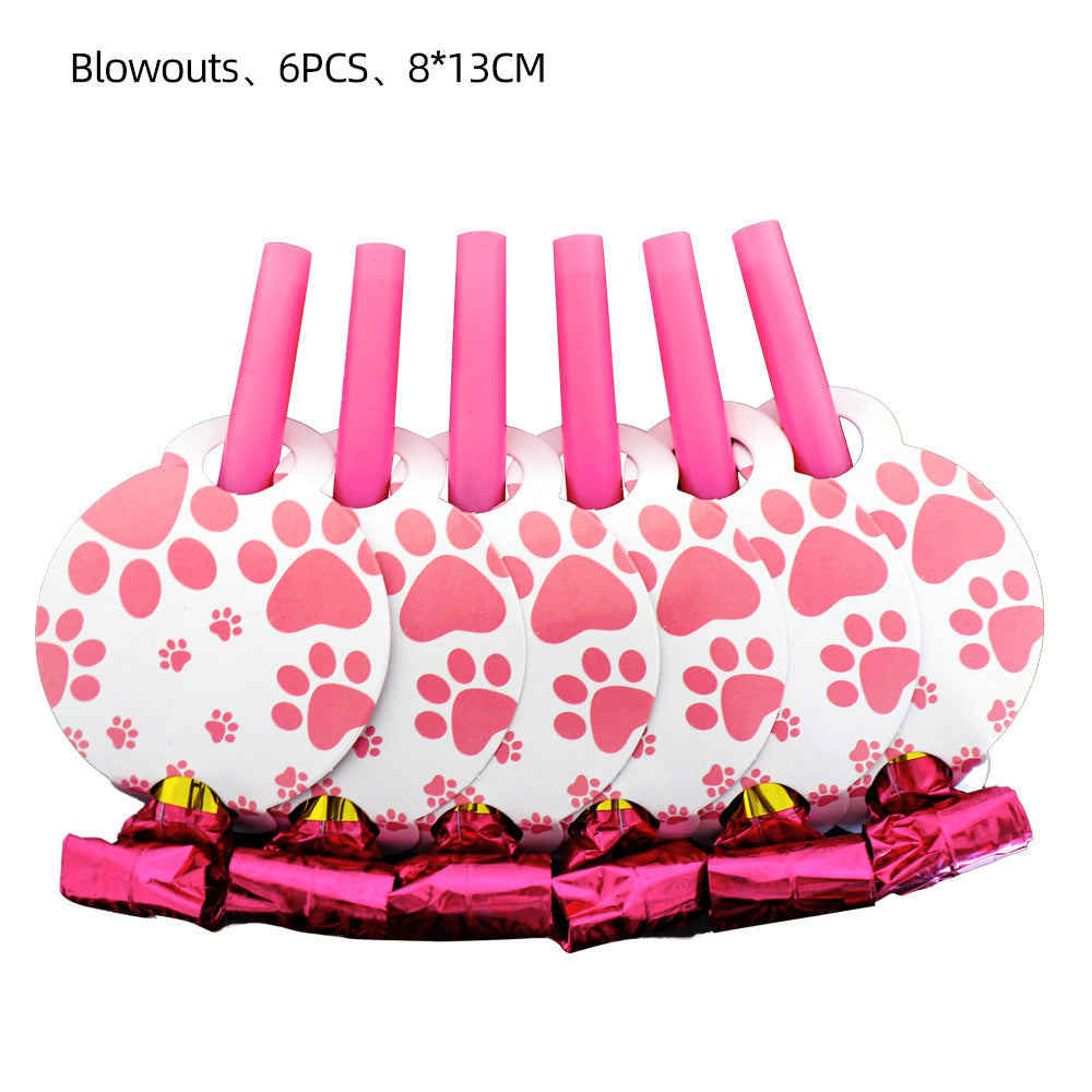 Birthday Party Decoration Dog Paw Tableware Set
