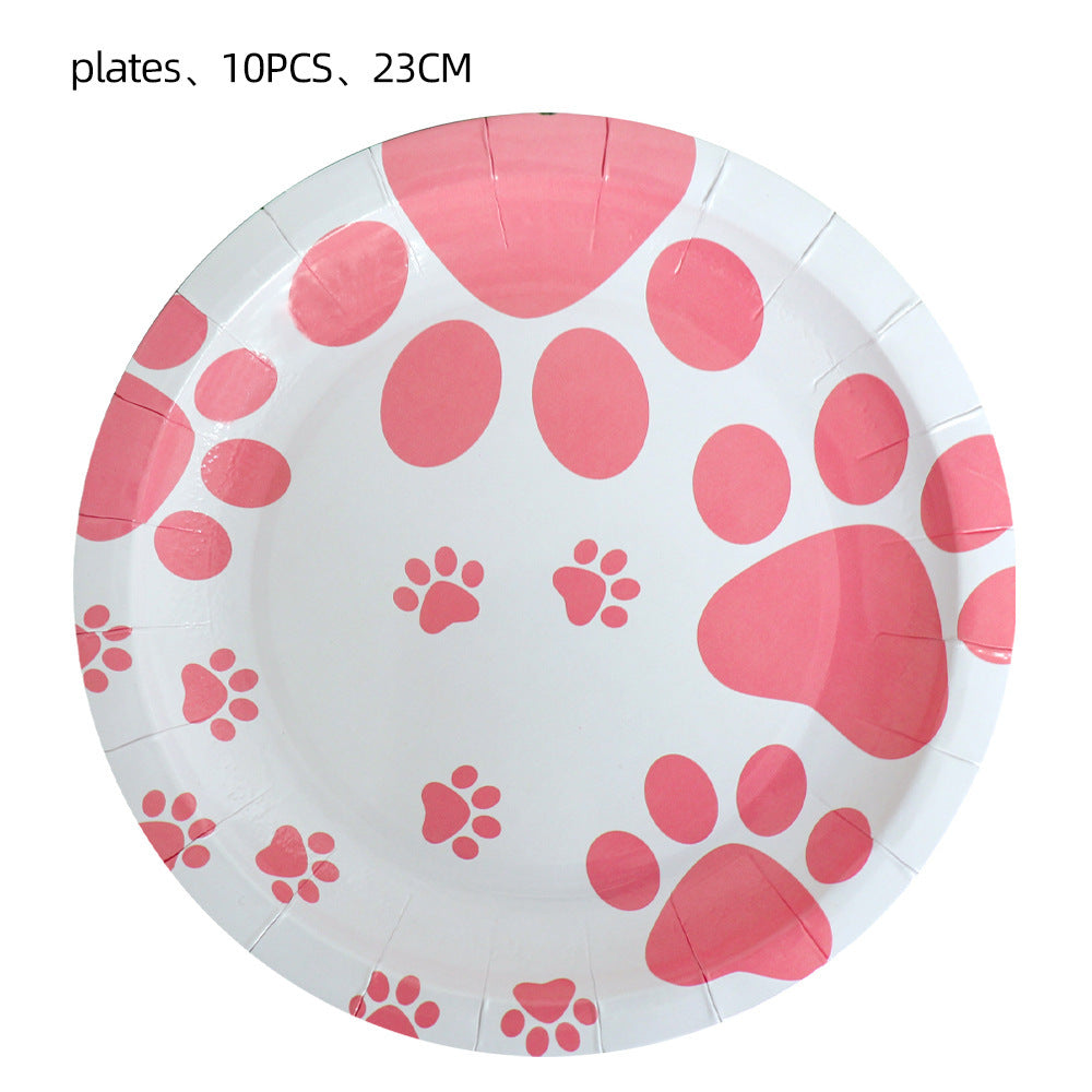 Birthday Party Decoration Dog Paw Tableware Set