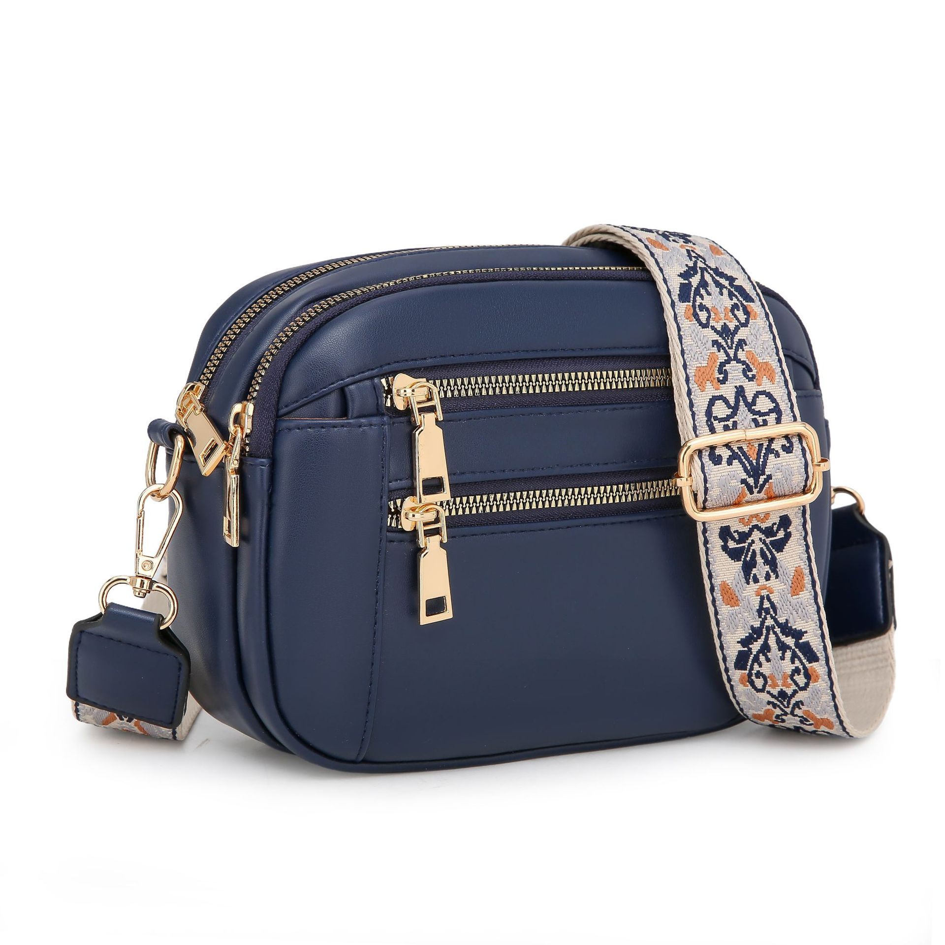 Ladies' Small Square Bag Two-tone Leather Crossbody Bag Large-capacity PU Crossbody Wallet Multi-functional For Women's Bag