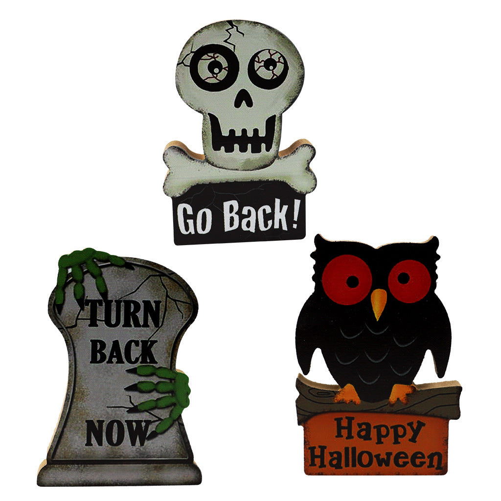Skull Tombstone Owl Party Scene Decoration