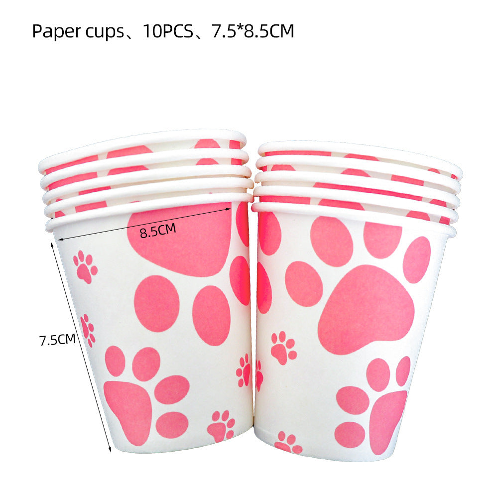 Birthday Party Decoration Dog Paw Tableware Set