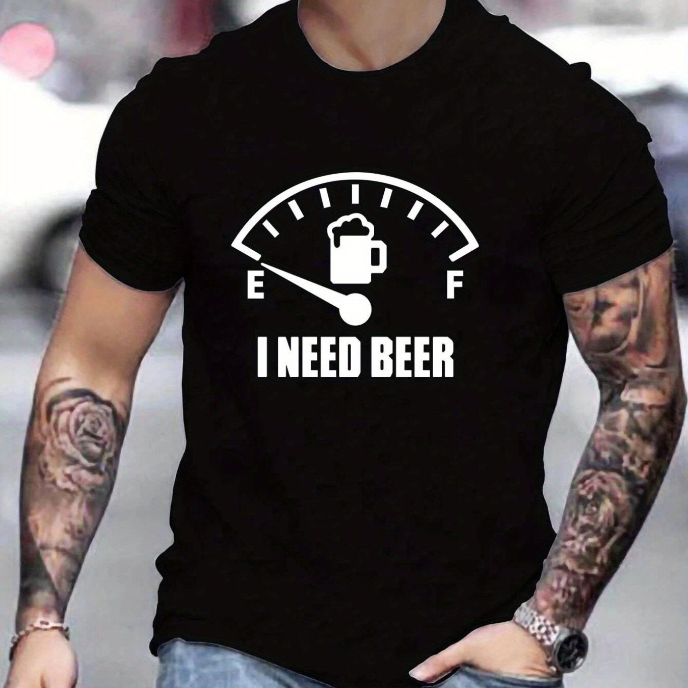 Printed Men's Comfortable T-shirt, "I Need Beer"