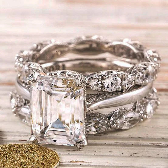 Flower Cut Zircon Ring Set