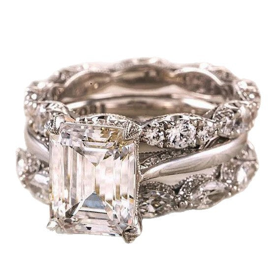 Flower Cut Zircon Ring Set