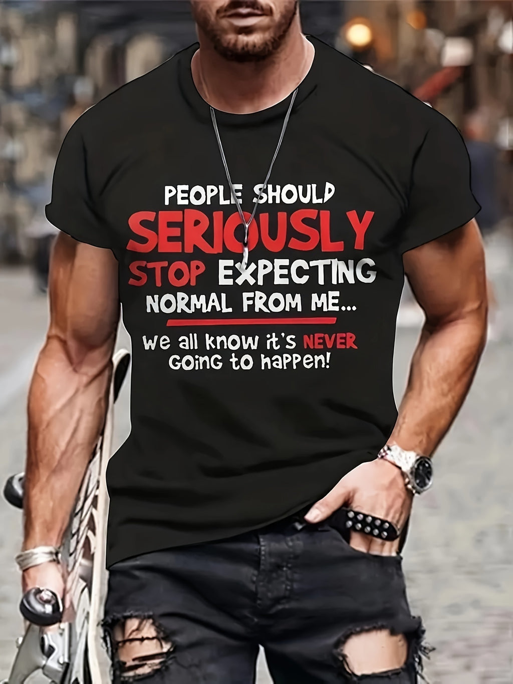 Printed Men's T-shirt with Slogan