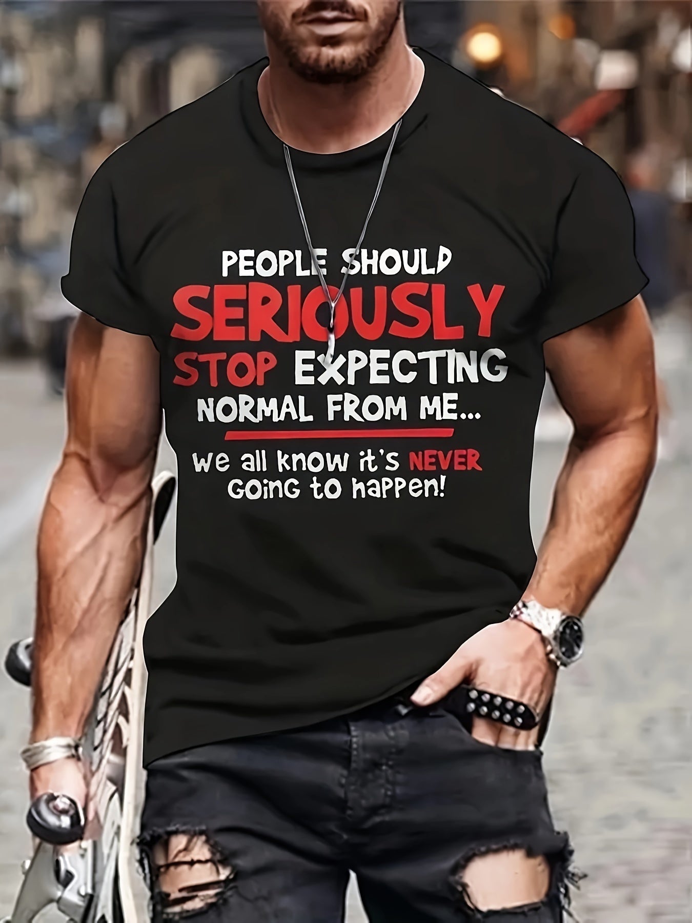 Printed Men's T-shirt with Slogan