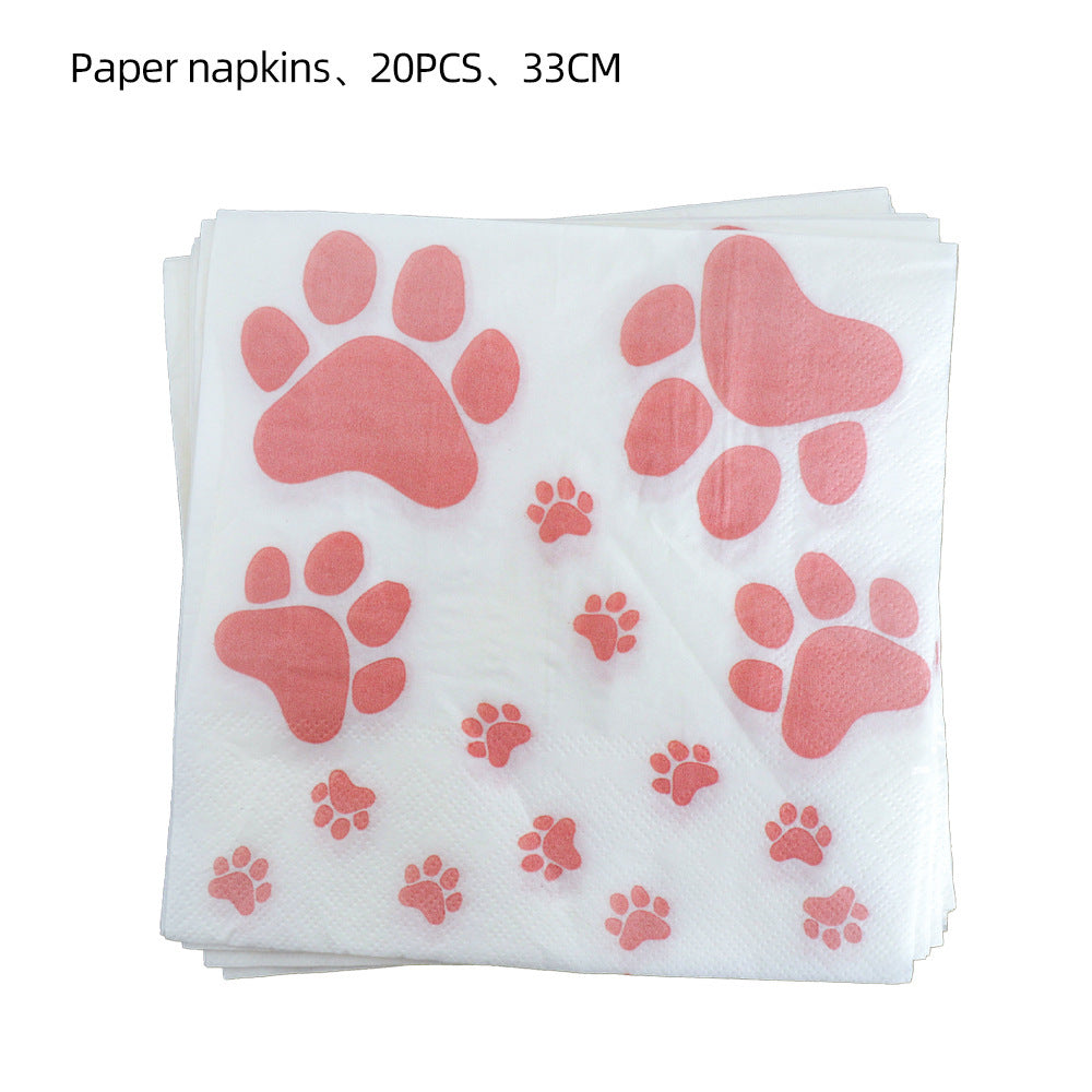 Birthday Party Decoration Dog Paw Tableware Set