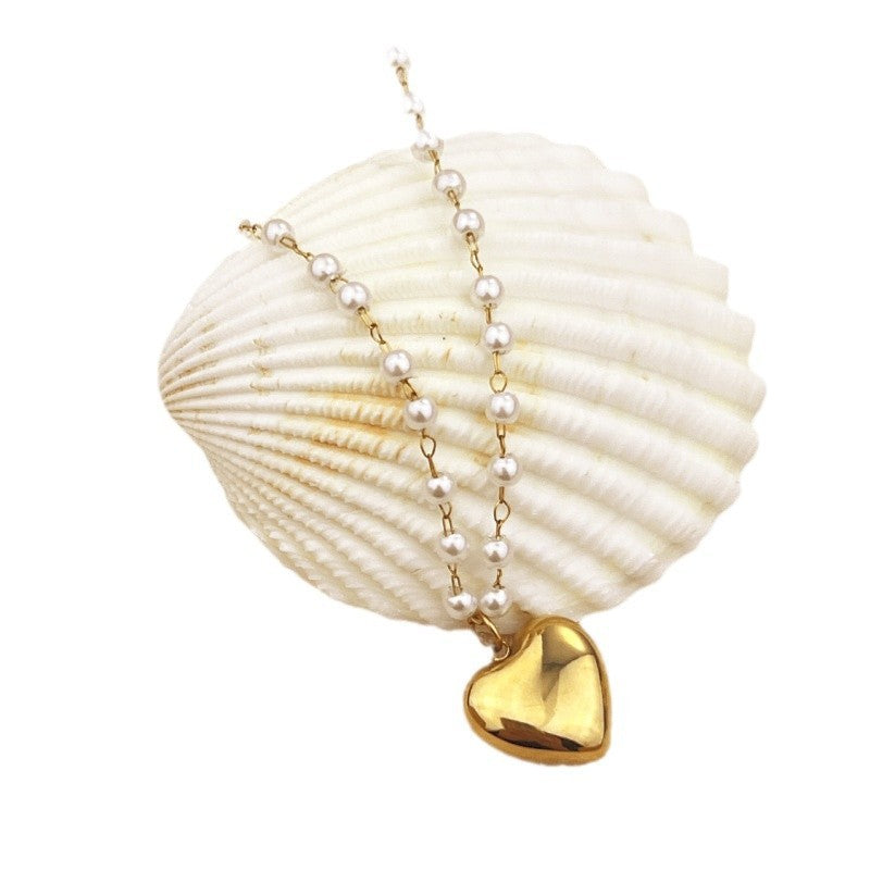Stainless Steel 18K Gold Plating Niche High-grade Style Pearl Necklace