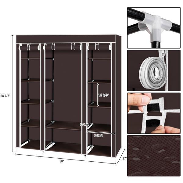 Non Woven Kids Wardrobe Closet with 5 Layers And 12 Compartments